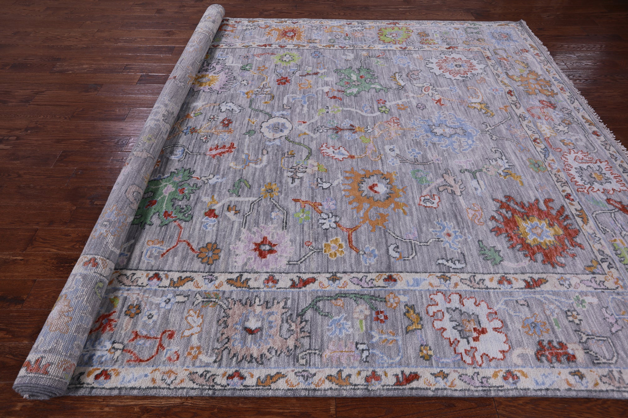 Grey Turkish Oushak Hand Knotted Wool Rug - 9' 2" X 12' 2" - Golden Nile