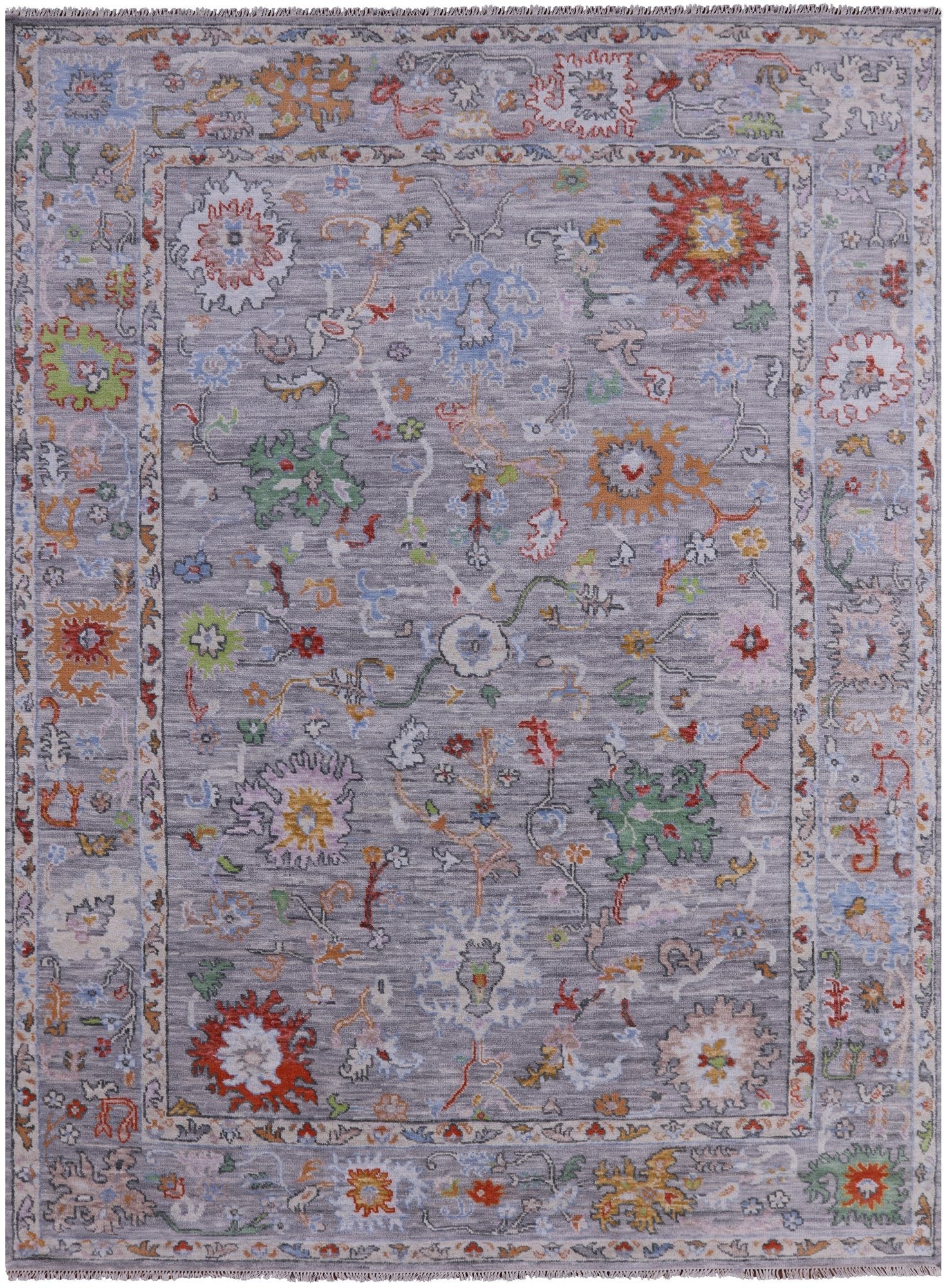 Grey Turkish Oushak Hand Knotted Wool Rug - 9' 2" X 12' 2" - Golden Nile