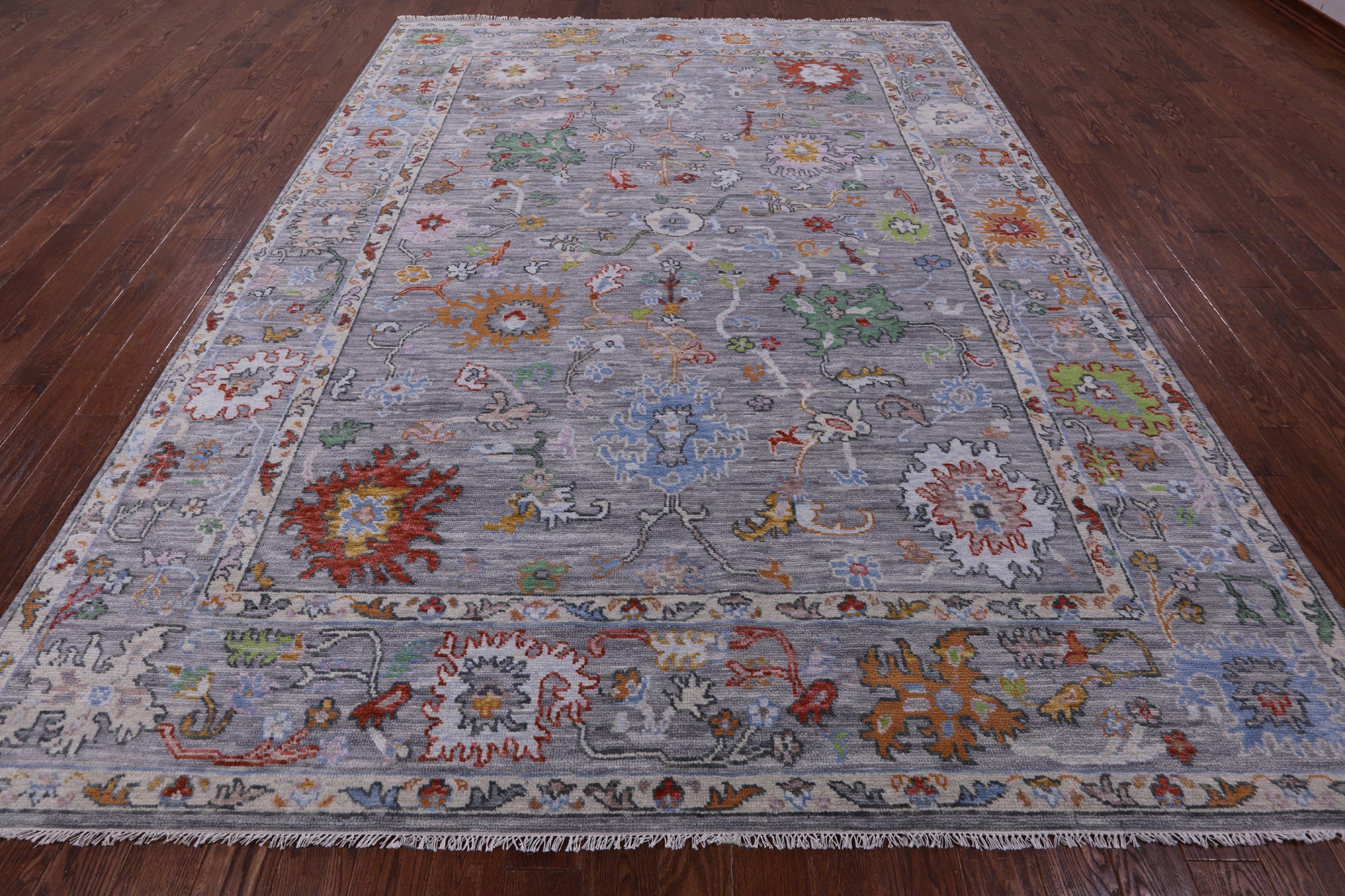 Grey Turkish Oushak Hand Knotted Wool Rug - 9' 2" X 12' 2" - Golden Nile