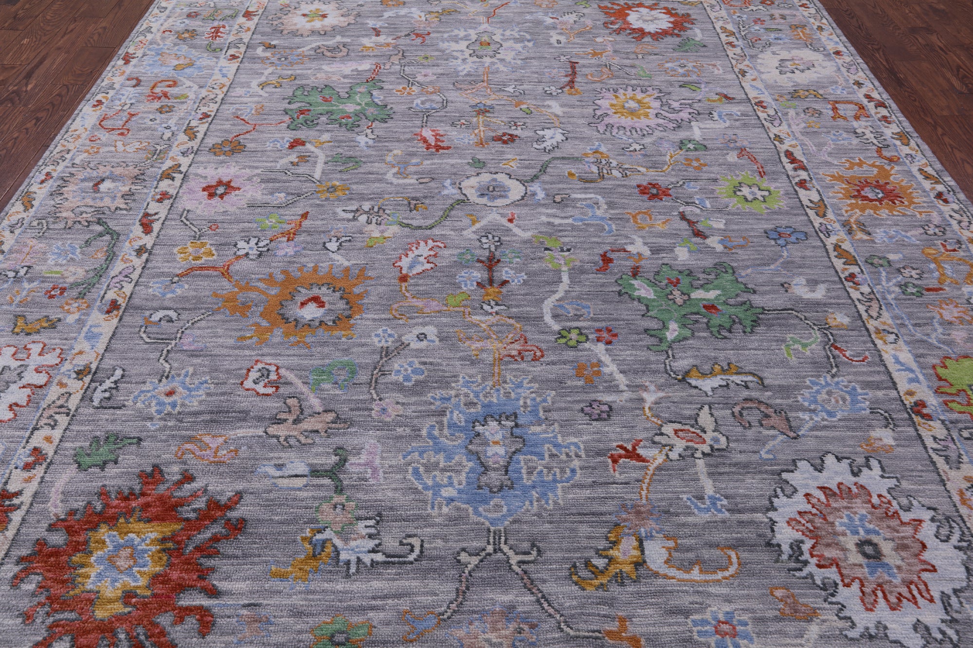 Grey Turkish Oushak Hand Knotted Wool Rug - 9' 2" X 12' 2" - Golden Nile