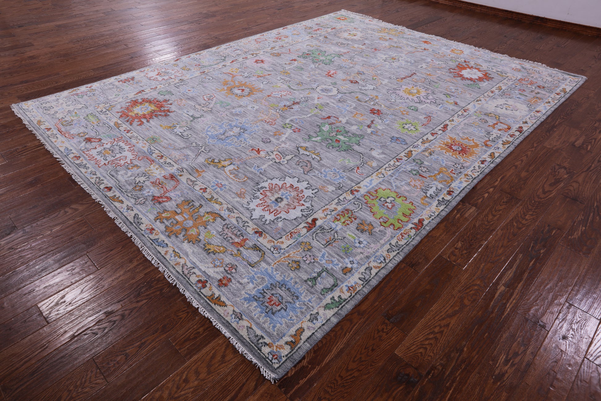 Grey Turkish Oushak Hand Knotted Wool Rug - 9' 2" X 12' 2" - Golden Nile
