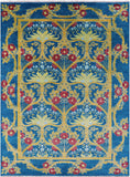 Blue William Morris Hand Knotted Wool Rug - 9' 1" X 12' 1" - Golden Nile