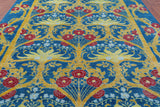 Blue William Morris Hand Knotted Wool Rug - 9' 1" X 12' 1" - Golden Nile