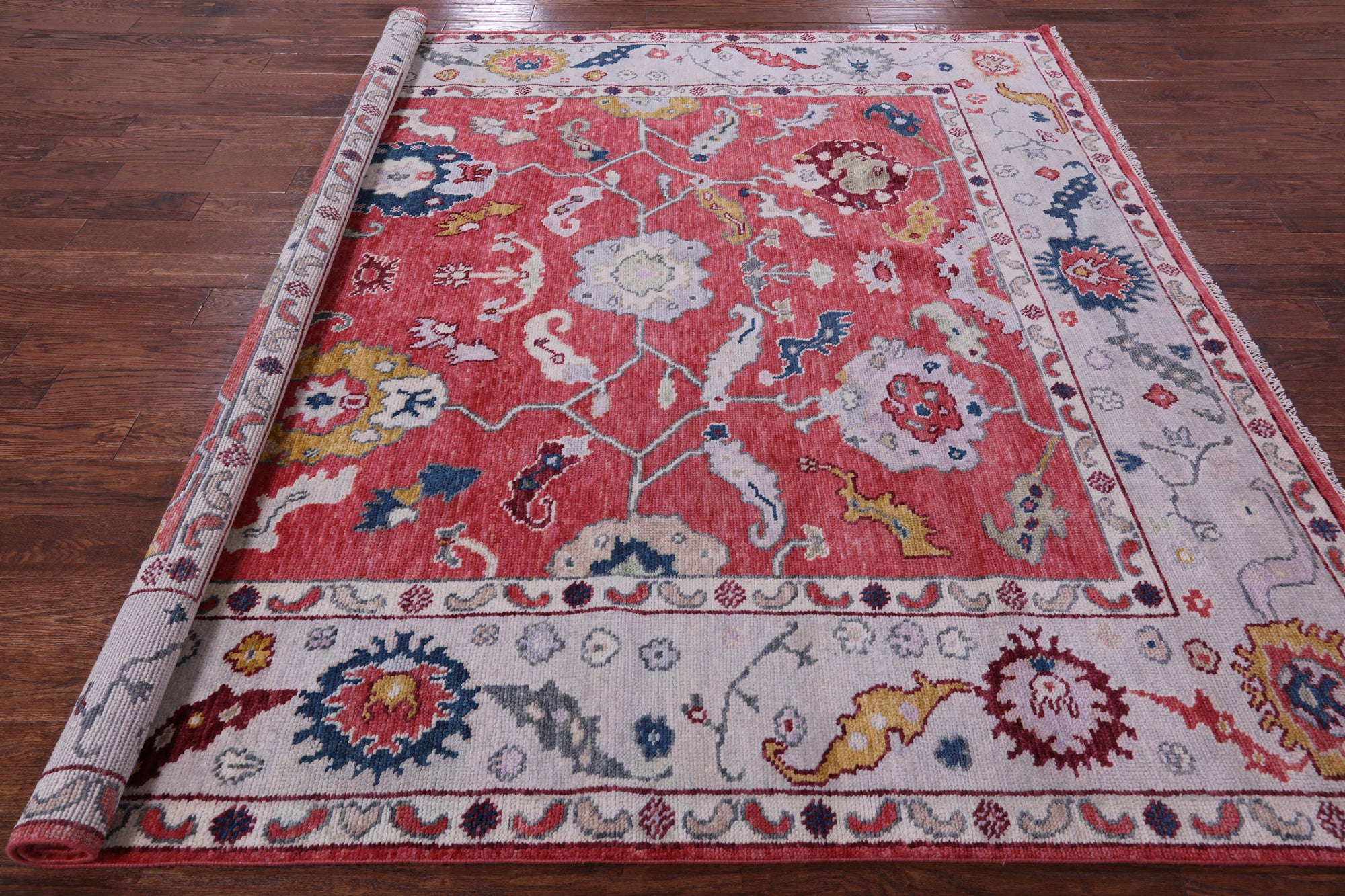 Square Turkish Oushak Hand Knotted Wool Rug - 8' 3" X 8' 4" - Golden Nile