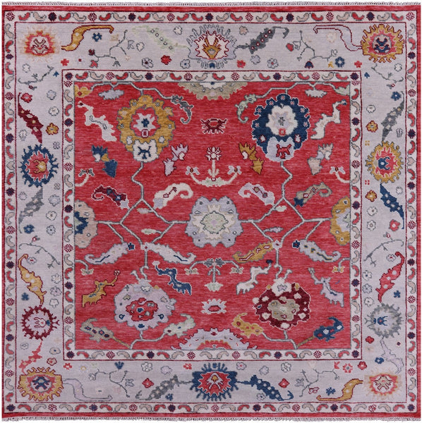 Square Turkish Oushak Hand Knotted Wool Rug - 8' 3" X 8' 4" - Golden Nile