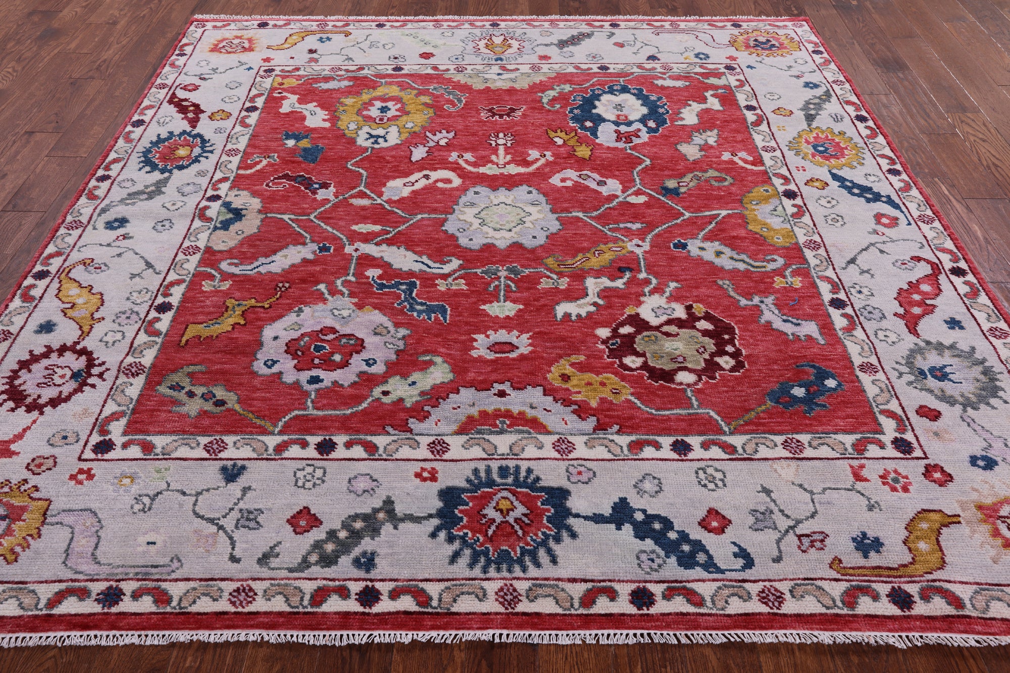 Square Turkish Oushak Hand Knotted Wool Rug - 8' 3" X 8' 4" - Golden Nile