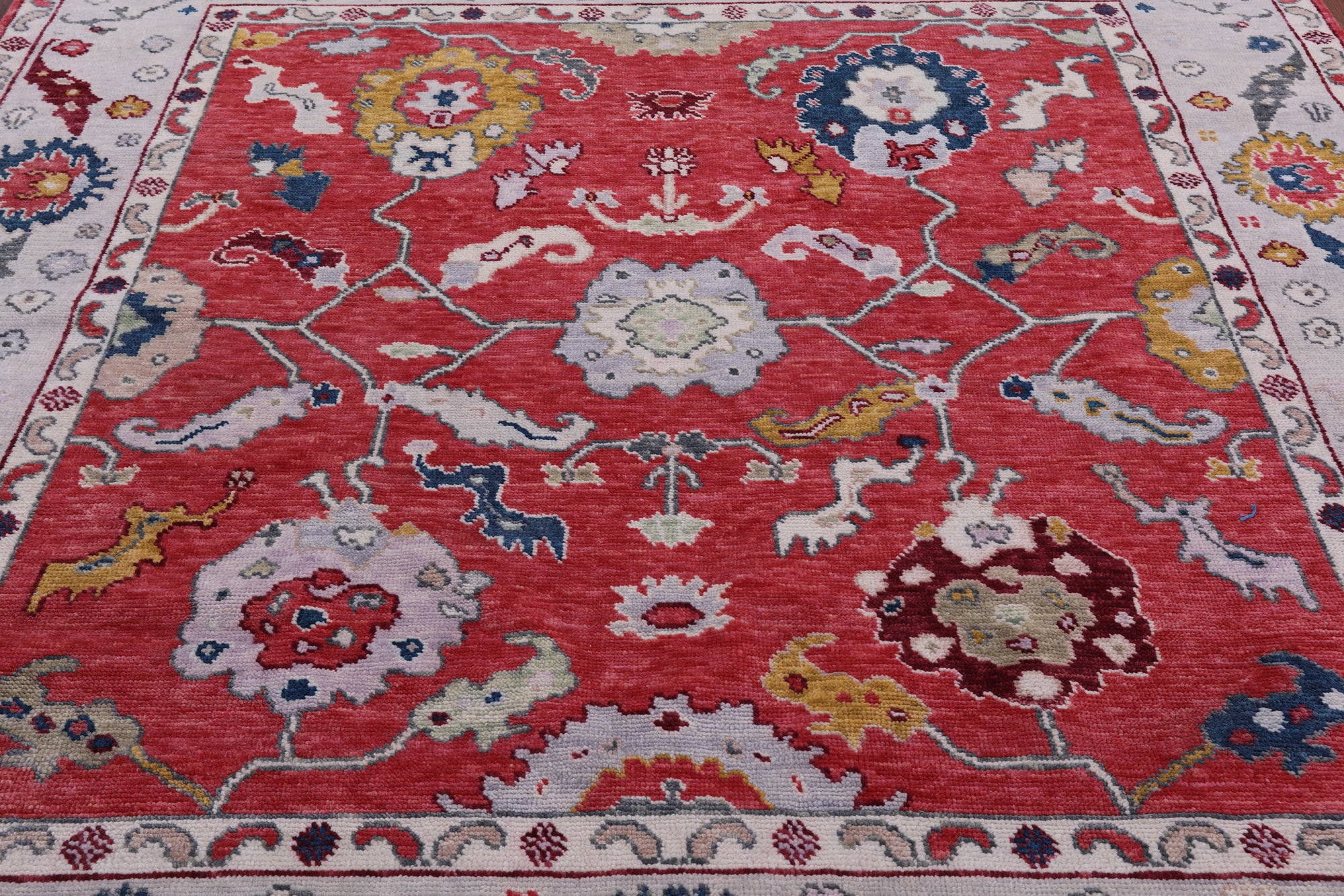 Square Turkish Oushak Hand Knotted Wool Rug - 8' 3" X 8' 4" - Golden Nile