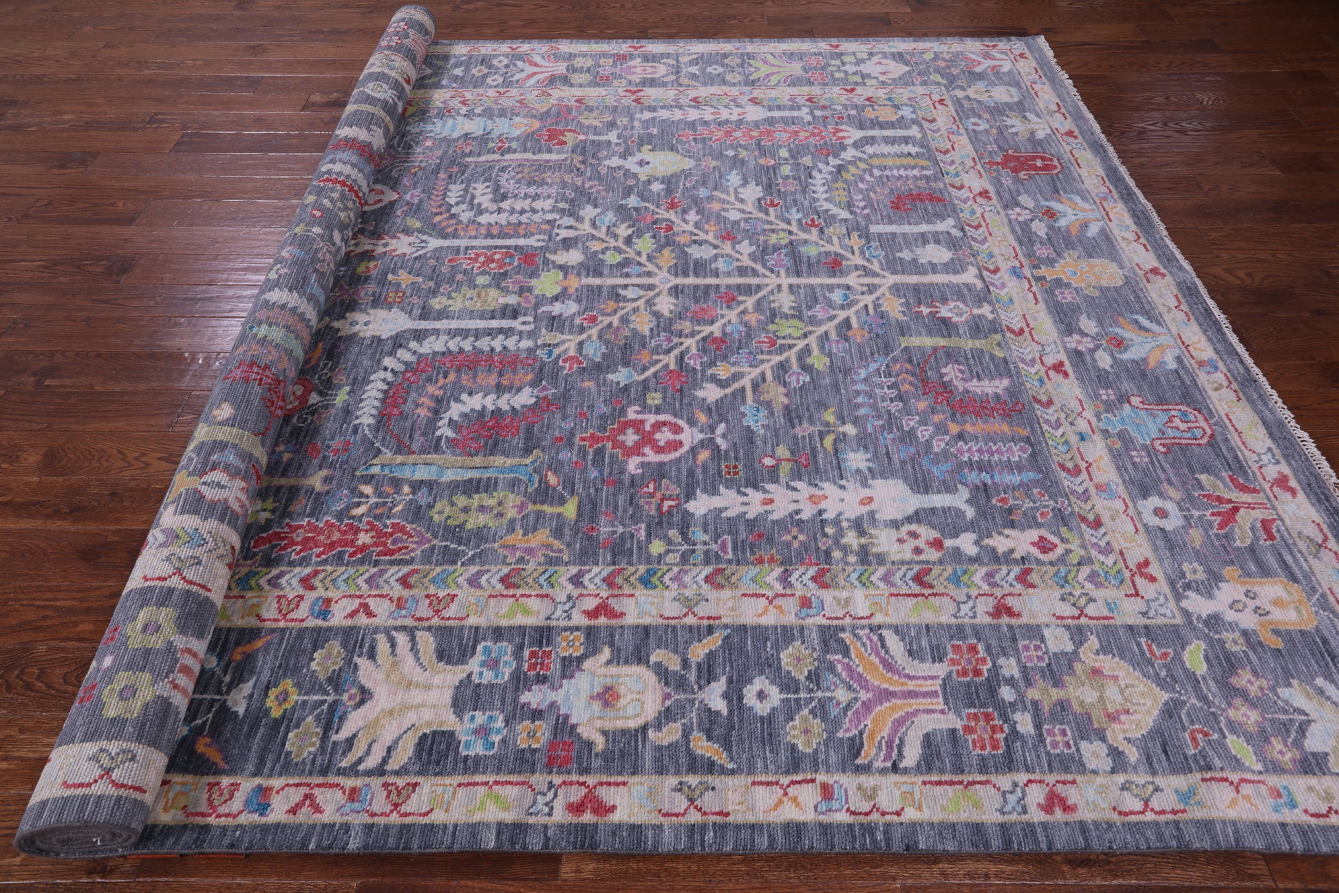 Grey Turkish Oushak Handmade Wool Rug - 9' 1" X 12' 1" - Golden Nile