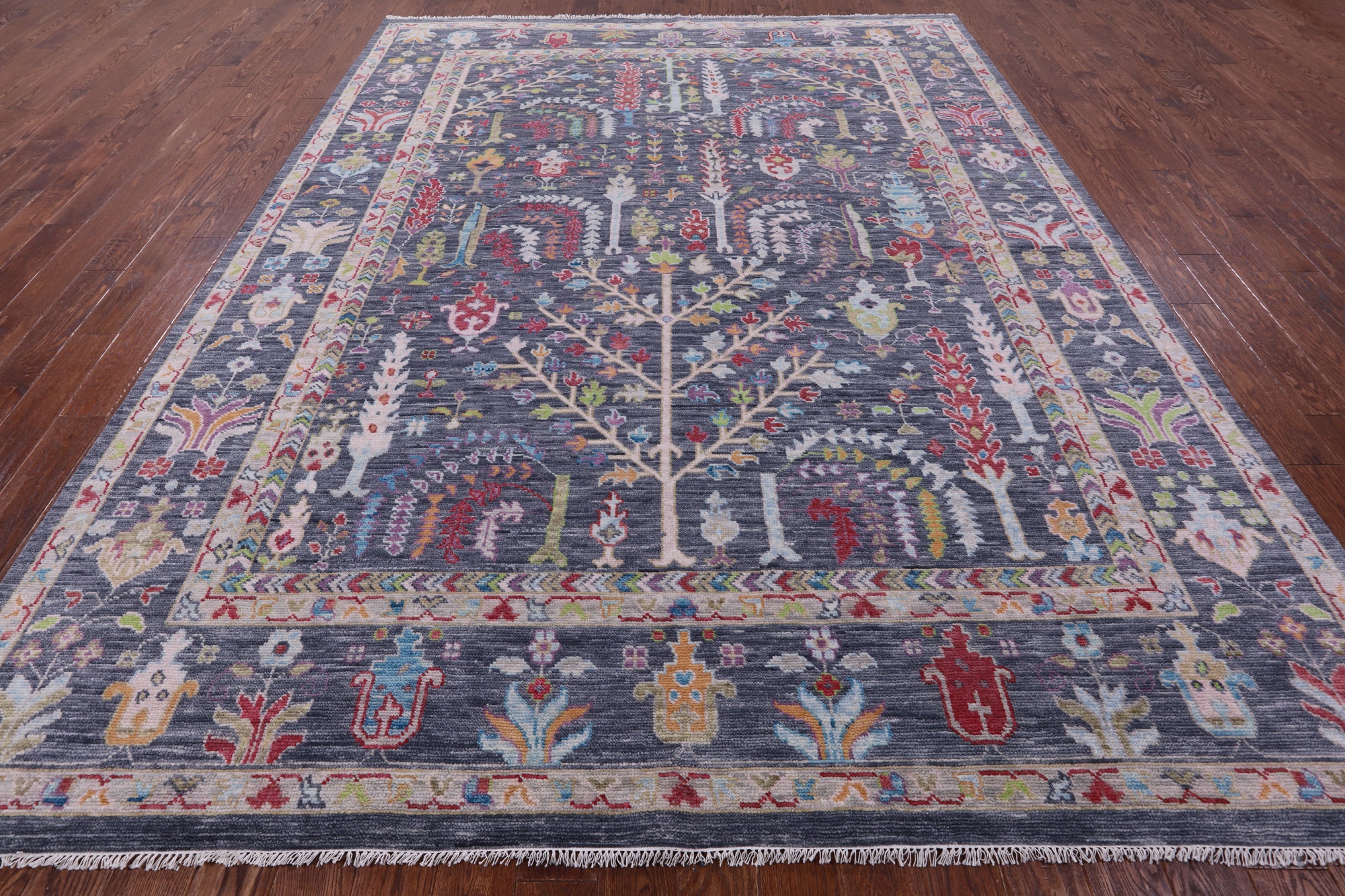 Grey Turkish Oushak Handmade Wool Rug - 9' 1" X 12' 1" - Golden Nile