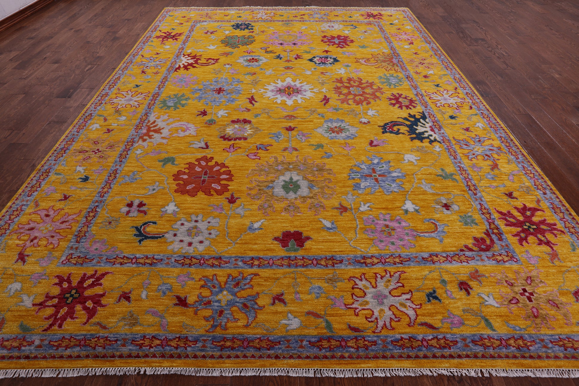 Gold Turkish Oushak Hand Knotted Wool Rug - 10' 3" X 14' 1" - Golden Nile