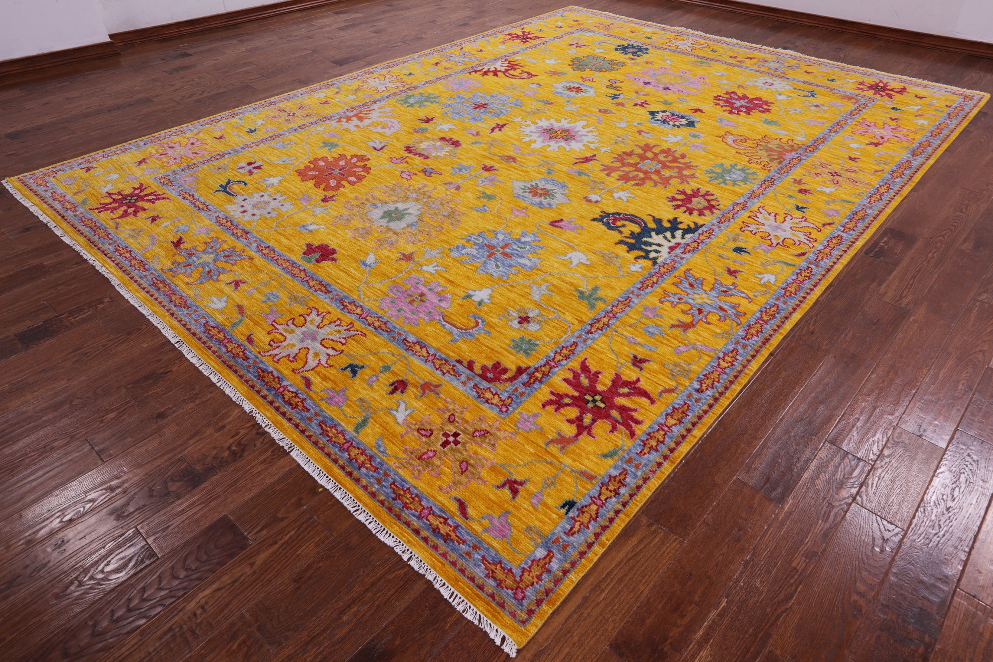 Gold Turkish Oushak Hand Knotted Wool Rug - 10' 3" X 14' 1" - Golden Nile