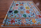 Blue Square Turkish Oushak Hand Knotted Wool Rug - 9' 5" X 9' 2" - Golden Nile