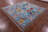 Blue Square Turkish Oushak Hand Knotted Wool Rug - 9' 5" X 9' 2" - Golden Nile