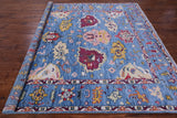 Blue Square Turkish Oushak Hand Knotted Wool Rug - 8' 1" X 7' 10" - Golden Nile