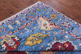 Blue Square Turkish Oushak Hand Knotted Wool Rug - 8' 1" X 7' 10" - Golden Nile