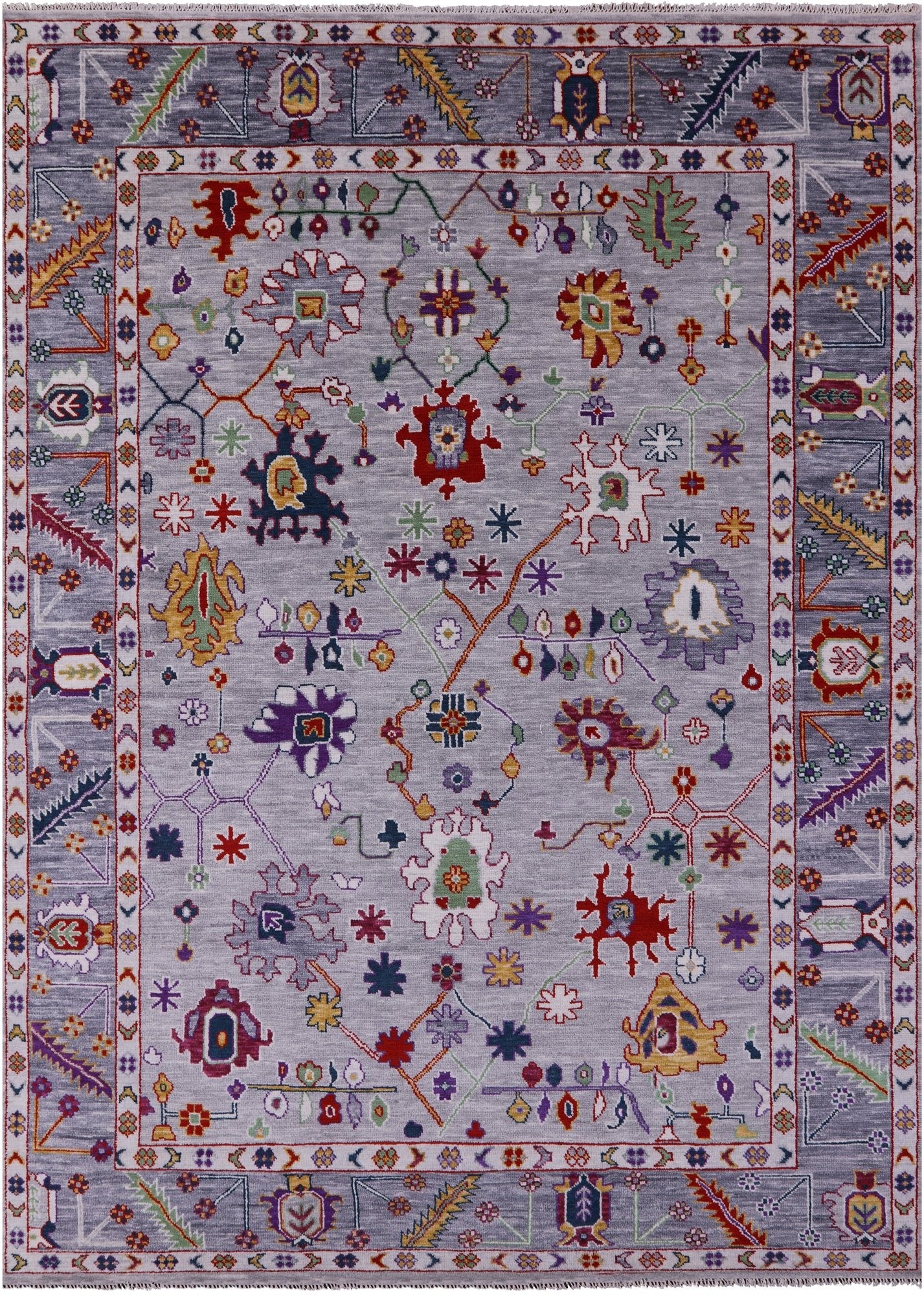 Grey Turkish Oushak Handmade Wool Rug - 9' 1" X 12' 0" - Golden Nile