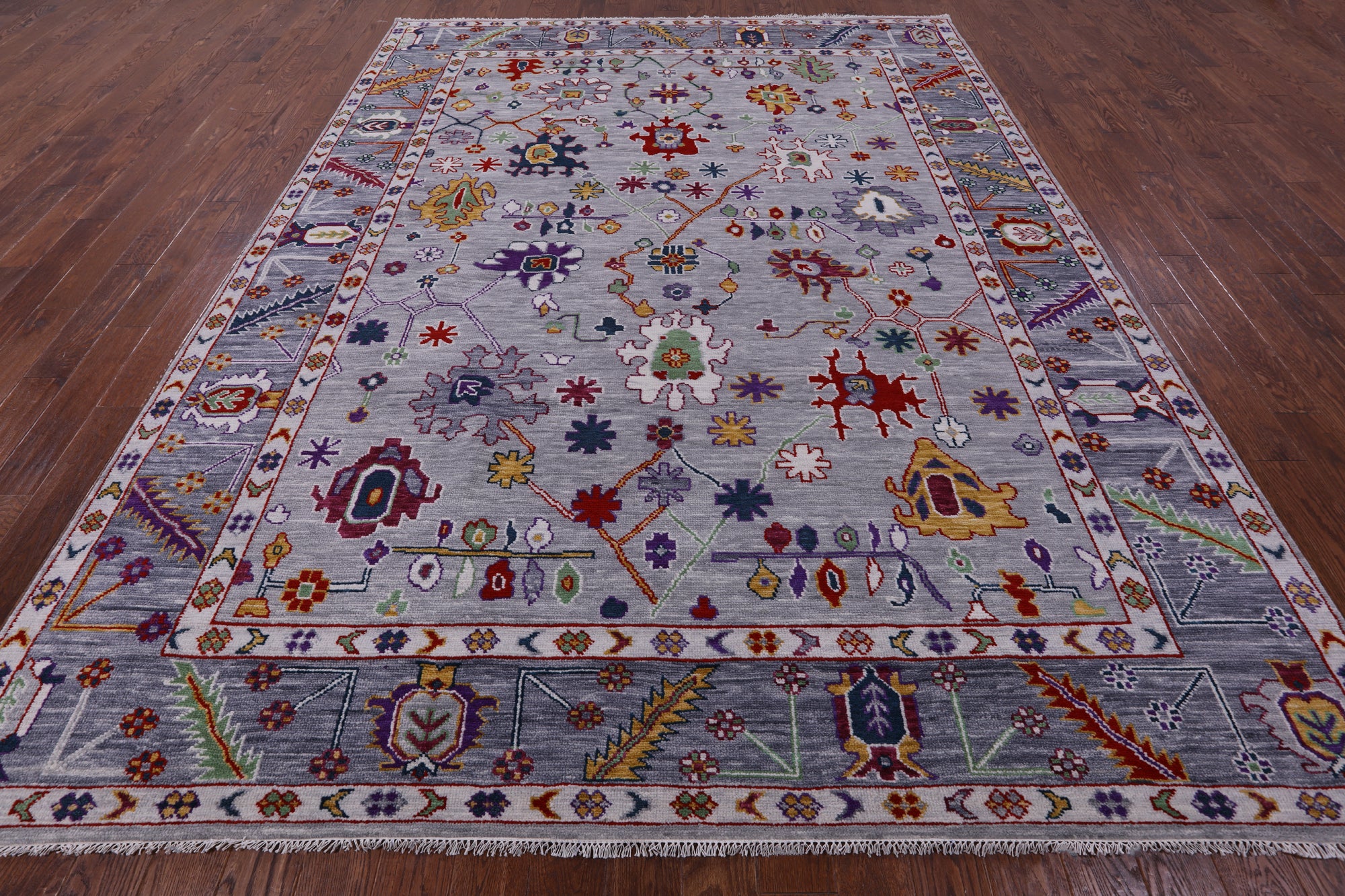 Grey Turkish Oushak Handmade Wool Rug - 9' 1" X 12' 0" - Golden Nile