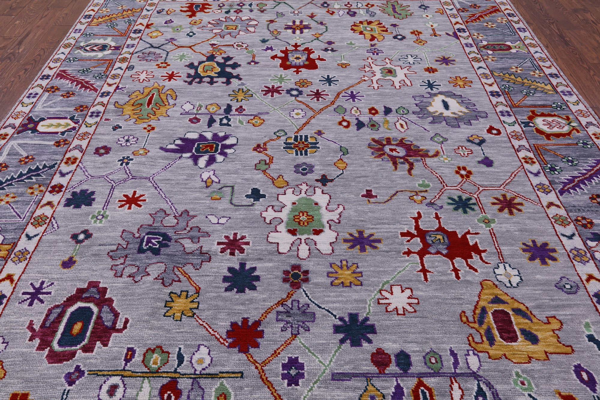 Grey Turkish Oushak Handmade Wool Rug - 9' 1" X 12' 0" - Golden Nile