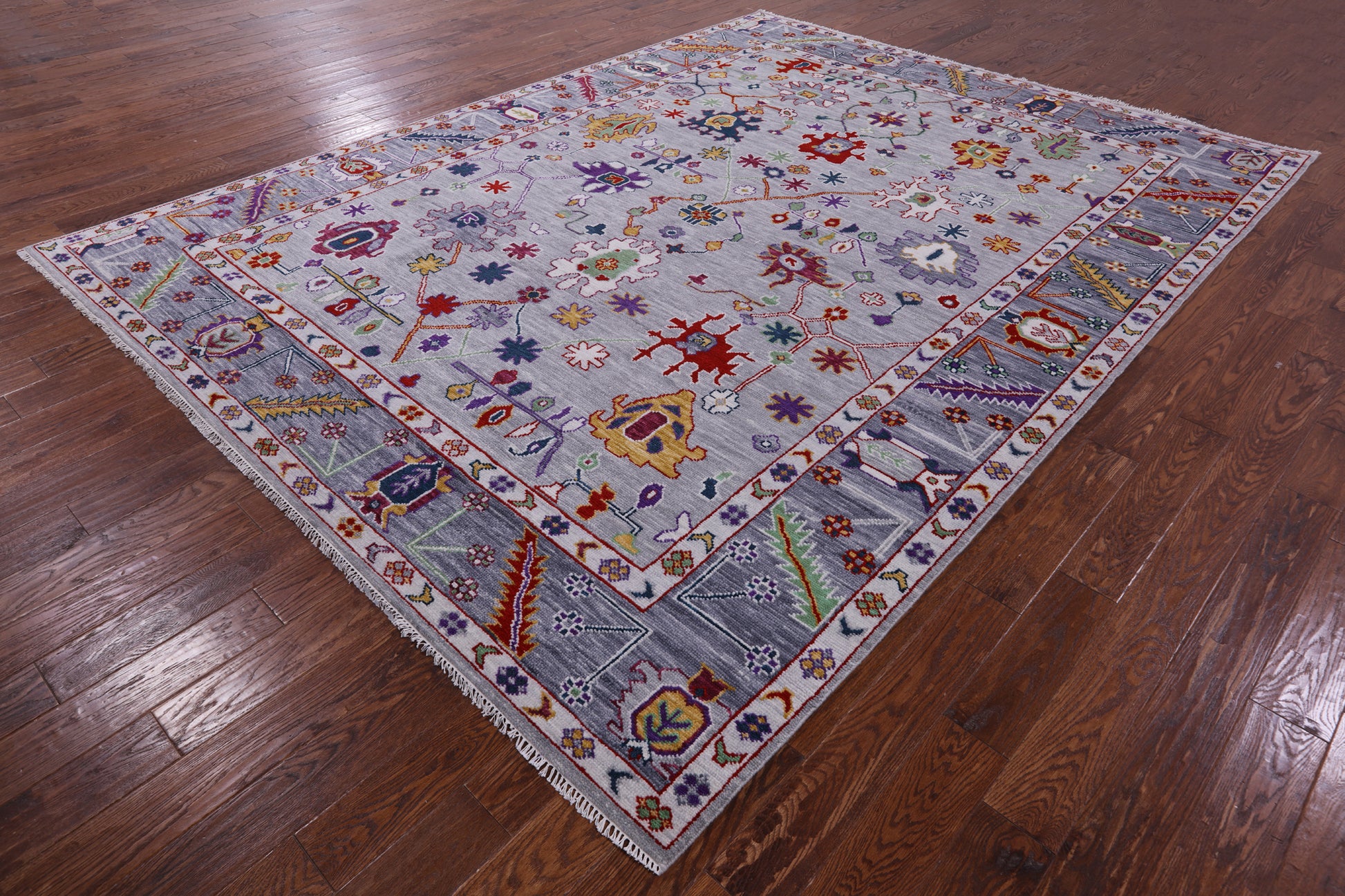 Grey Turkish Oushak Handmade Wool Rug - 9' 1" X 12' 0" - Golden Nile