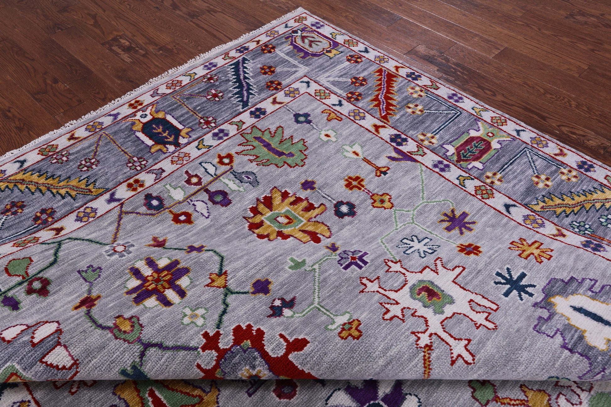 Grey Turkish Oushak Handmade Wool Rug - 9' 1" X 12' 0" - Golden Nile