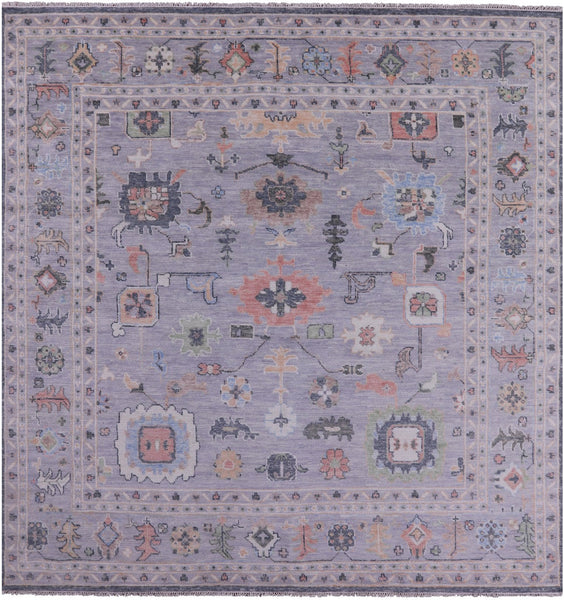 Grey Square Turkish Oushak Hand Knotted Wool Rug - 10' 2" X 10' 4" - Golden Nile