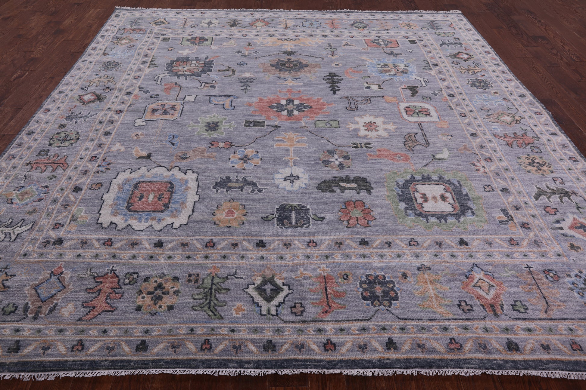 Grey Square Turkish Oushak Hand Knotted Wool Rug - 10' 2" X 10' 4" - Golden Nile
