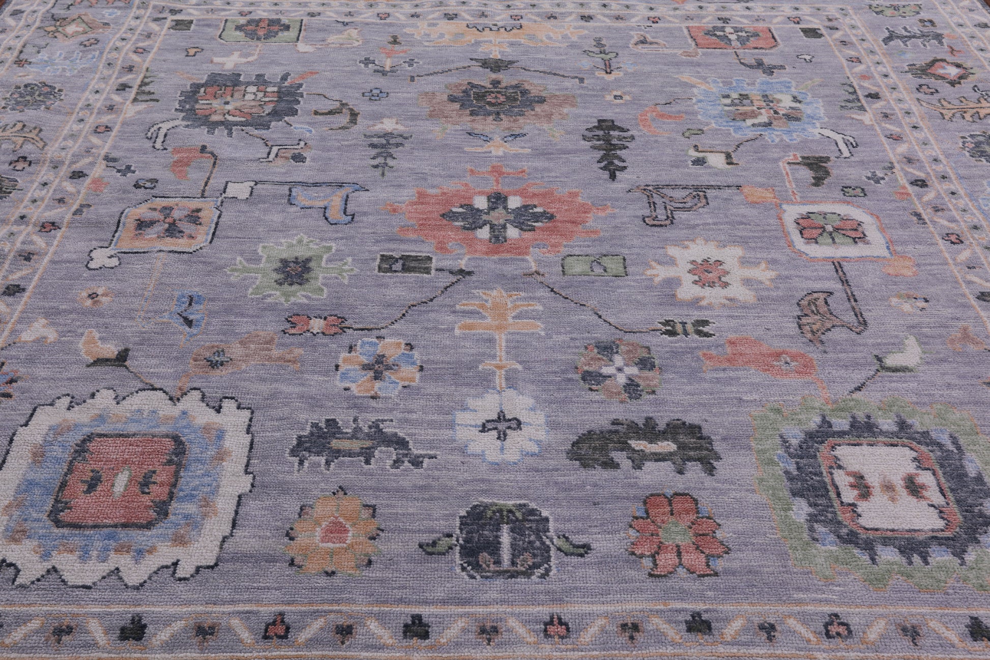Grey Square Turkish Oushak Hand Knotted Wool Rug - 10' 2" X 10' 4" - Golden Nile