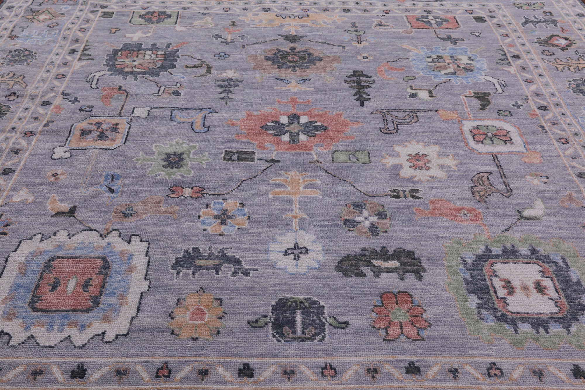 Grey Square Turkish Oushak Hand Knotted Wool Rug - 10' 2" X 10' 4" - Golden Nile