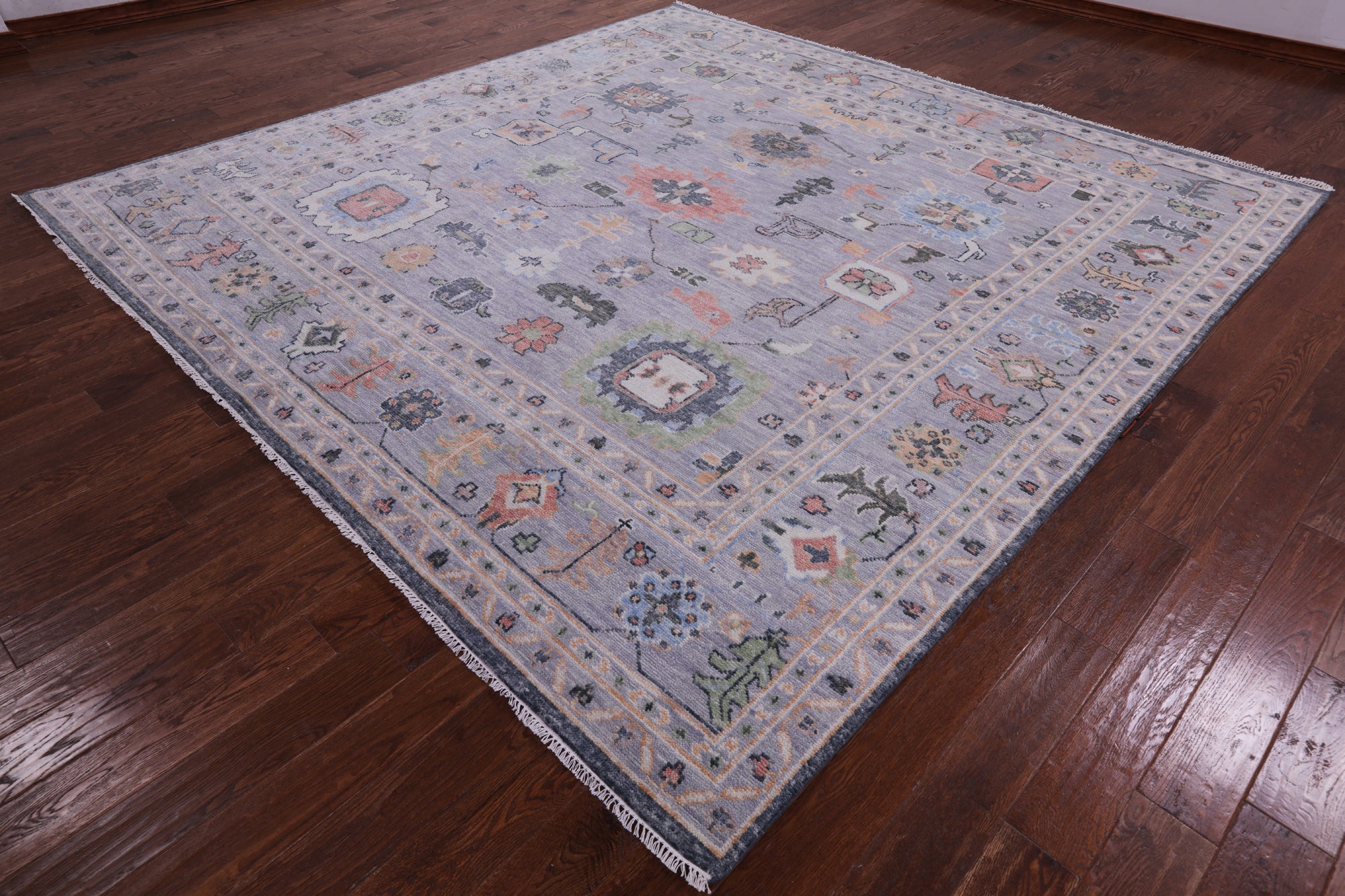 Grey Square Turkish Oushak Hand Knotted Wool Rug - 10' 2" X 10' 4" - Golden Nile