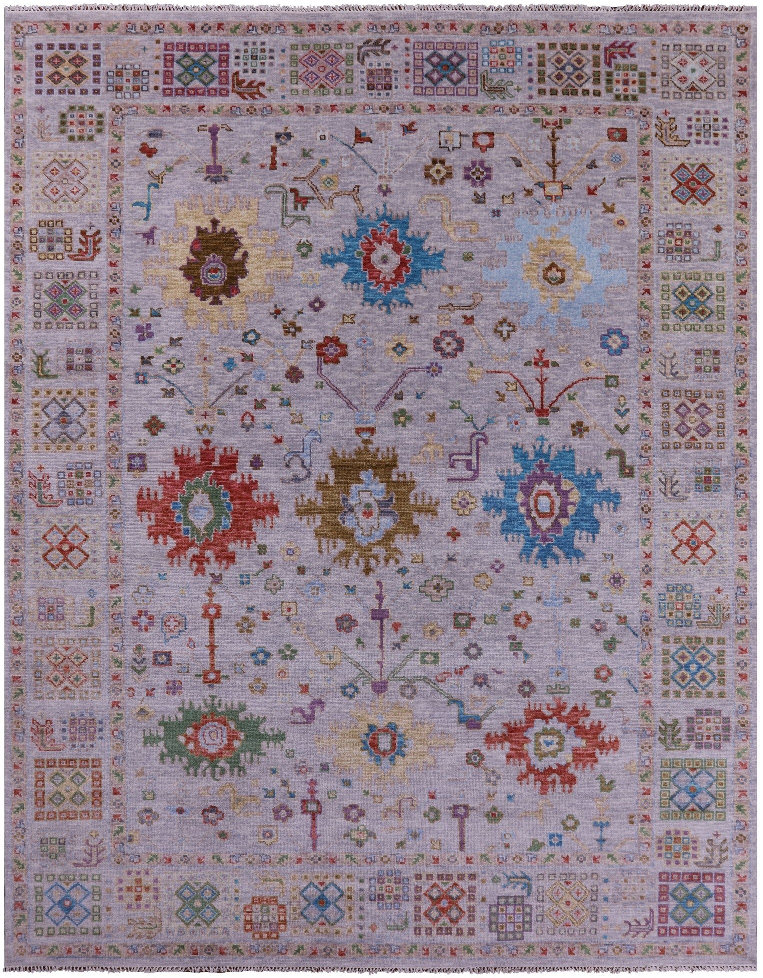 Grey Turkish Oushak Hand Knotted Wool Rug - 9' 3" X 12' 3" - Golden Nile