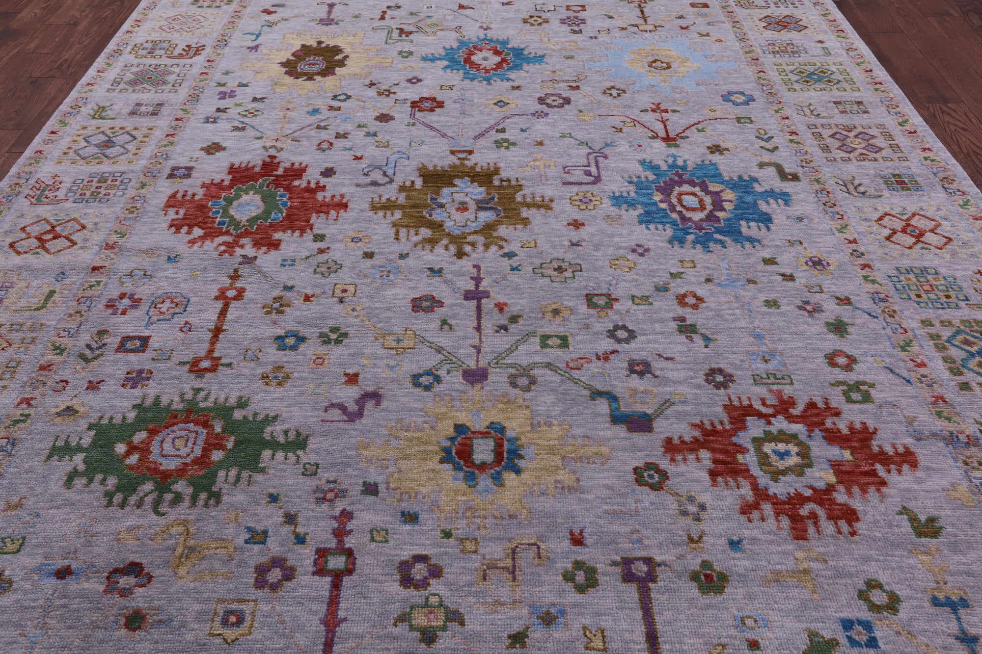 Grey Turkish Oushak Hand Knotted Wool Rug - 9' 3" X 12' 3" - Golden Nile