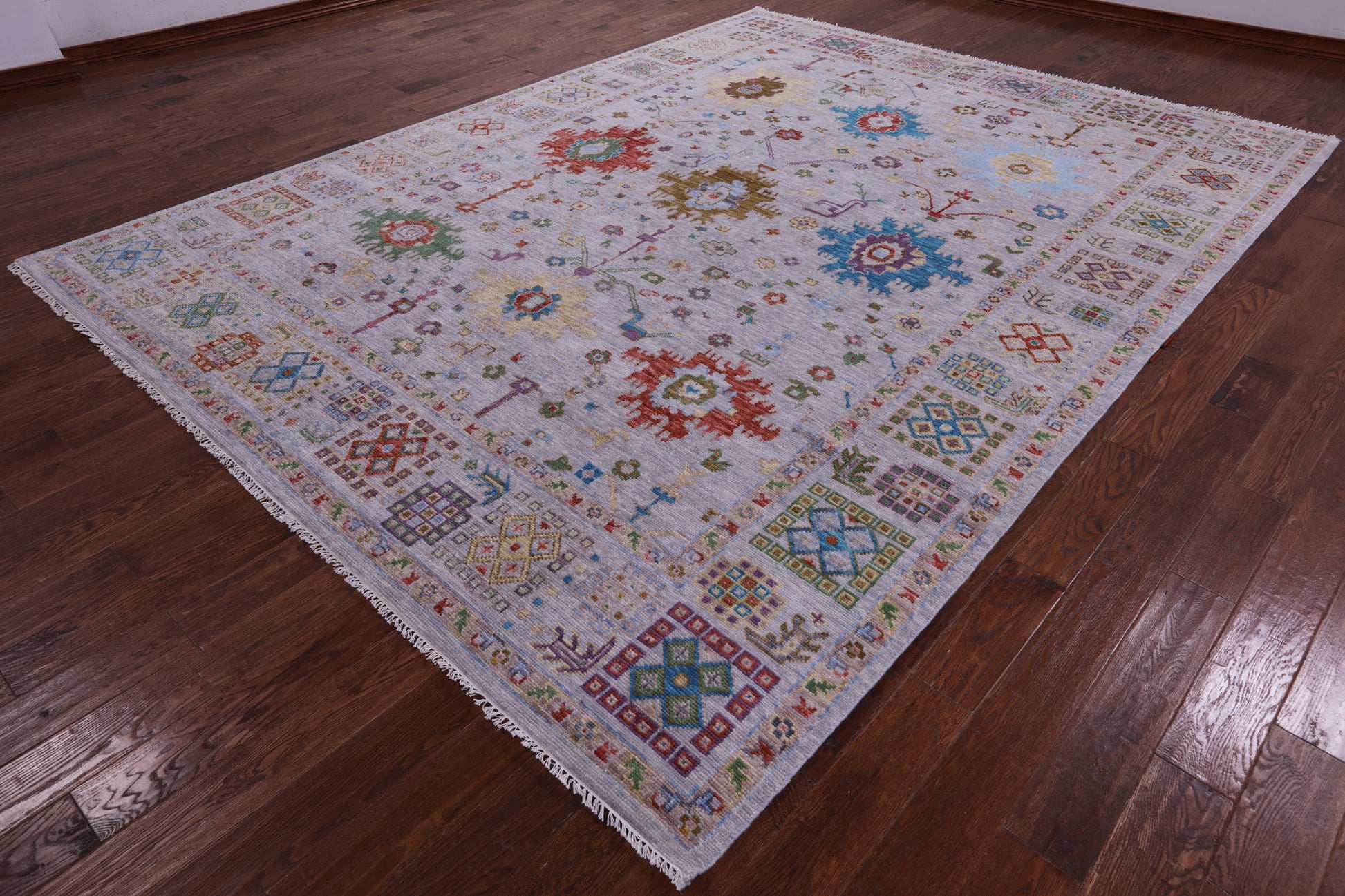 Grey Turkish Oushak Hand Knotted Wool Rug - 9' 3" X 12' 3" - Golden Nile