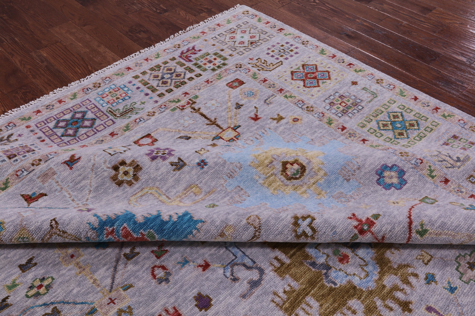Grey Turkish Oushak Hand Knotted Wool Rug - 9' 3" X 12' 3" - Golden Nile