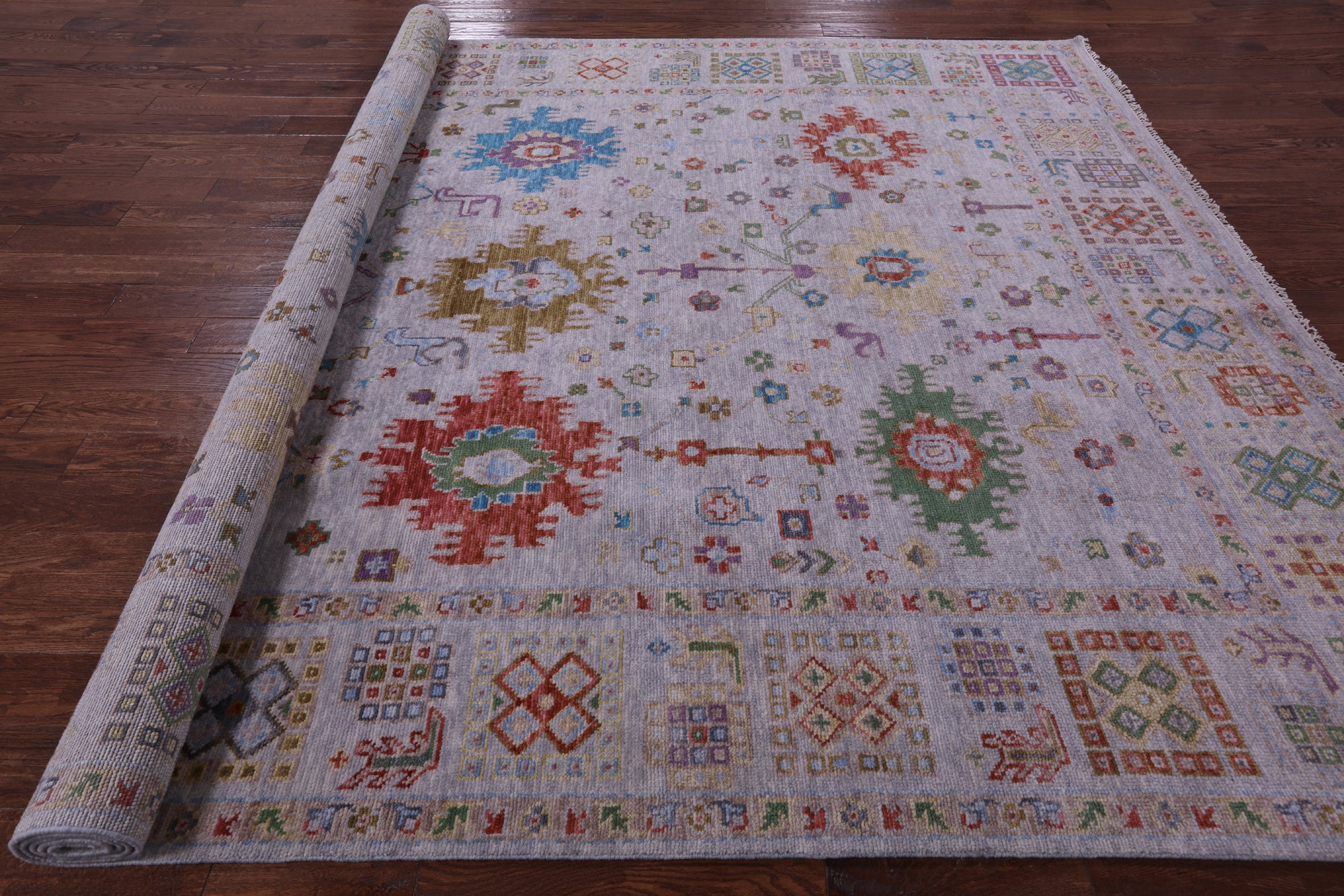 Grey Turkish Oushak Hand Knotted Wool Rug - 9' 3" X 12' 3" - Golden Nile