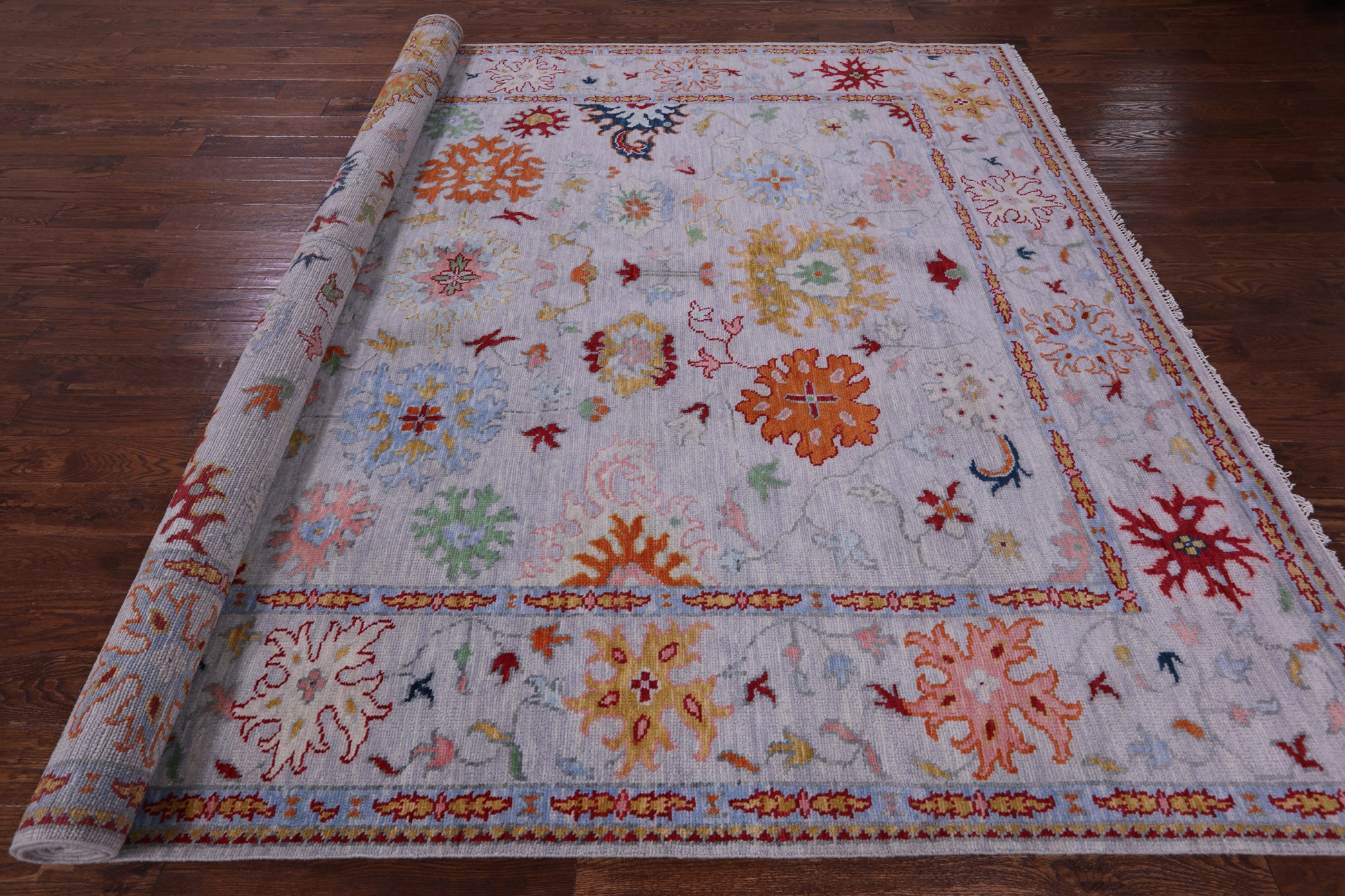 Grey Turkish Oushak Handmade Wool Rug - 9' 1" X 11' 10" - Golden Nile