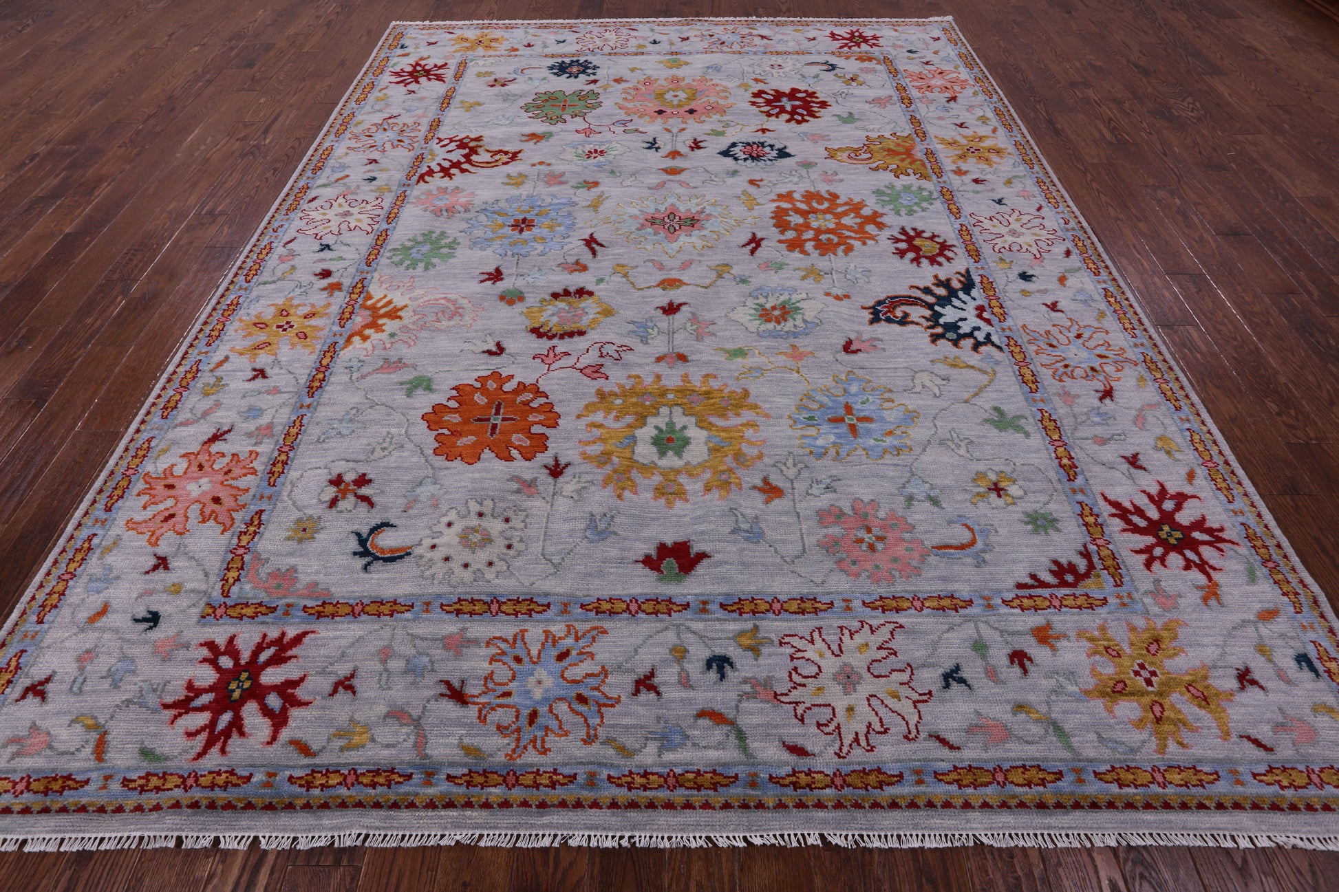 Grey Turkish Oushak Handmade Wool Rug - 9' 1" X 11' 10" - Golden Nile