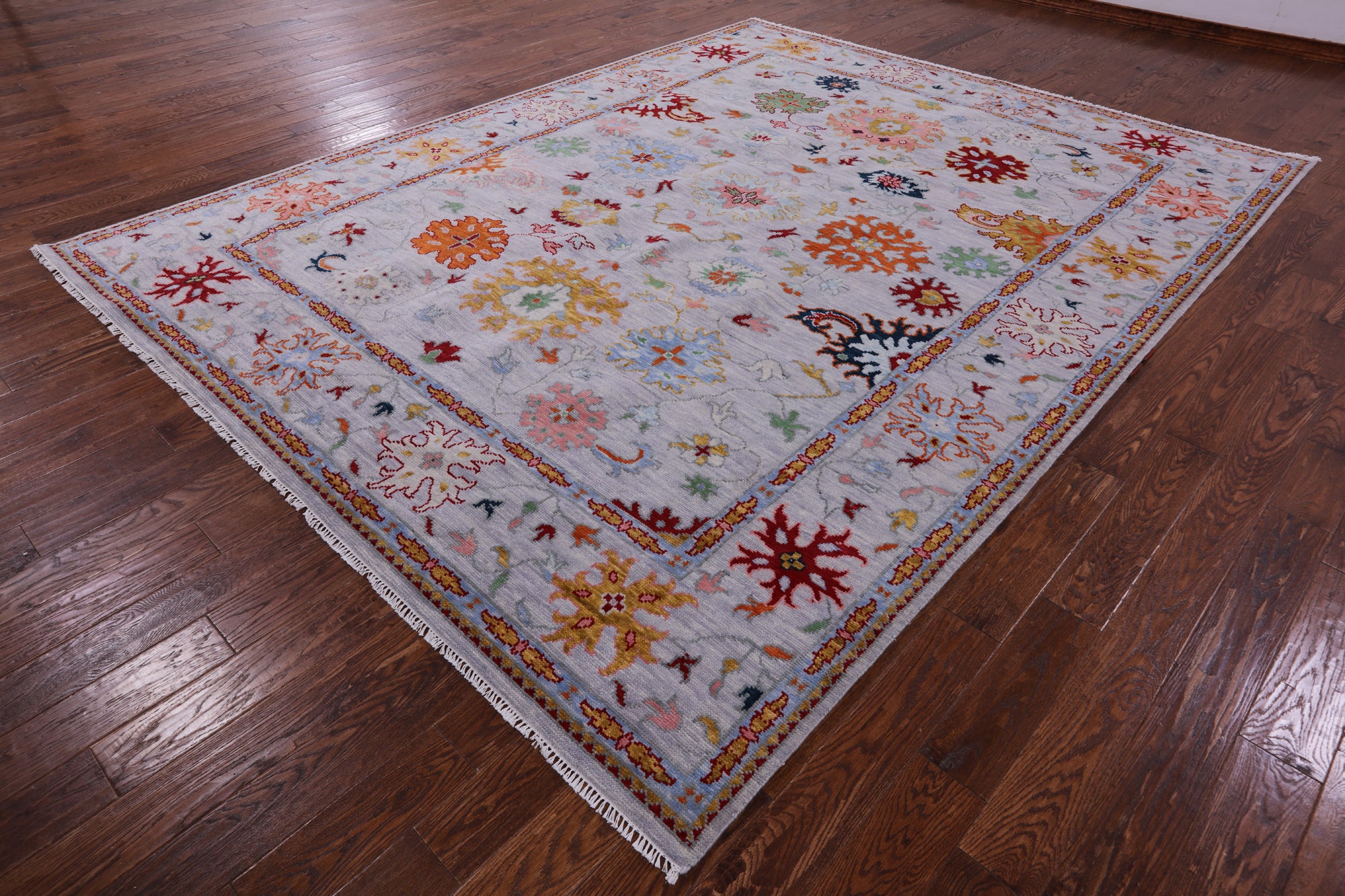 Grey Turkish Oushak Handmade Wool Rug - 9' 1" X 11' 10" - Golden Nile