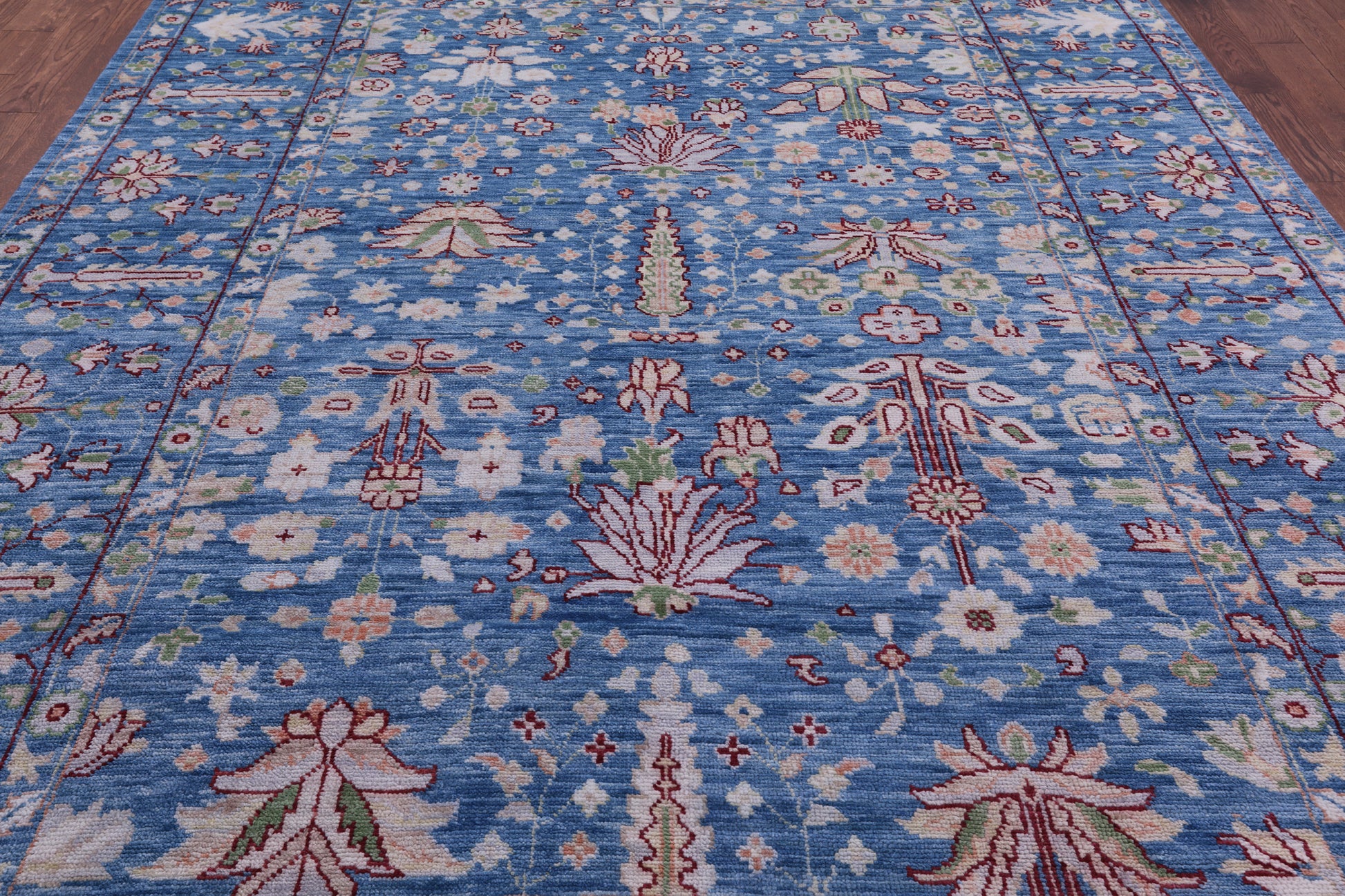 Blue Turkish Oushak Hand Knotted Wool Rug - 8' 11" X 12' 5" - Golden Nile
