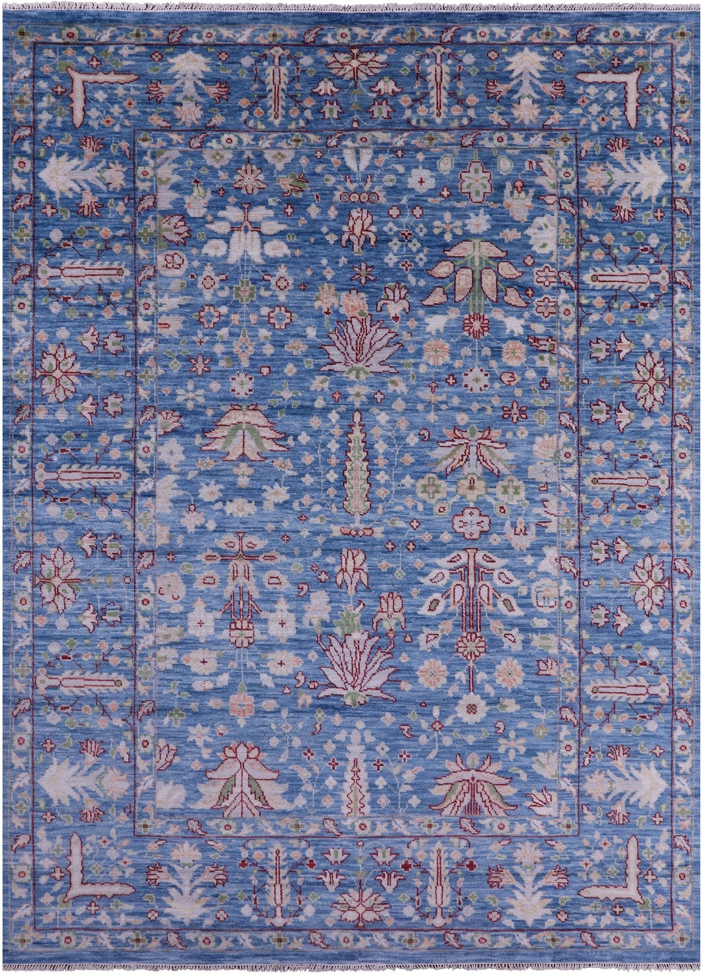 Blue Turkish Oushak Hand Knotted Wool Rug - 8' 11" X 12' 5" - Golden Nile