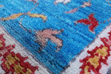 Blue Turkish Oushak Handmade Wool Rug - 8' 8" X 12' 4" - Golden Nile