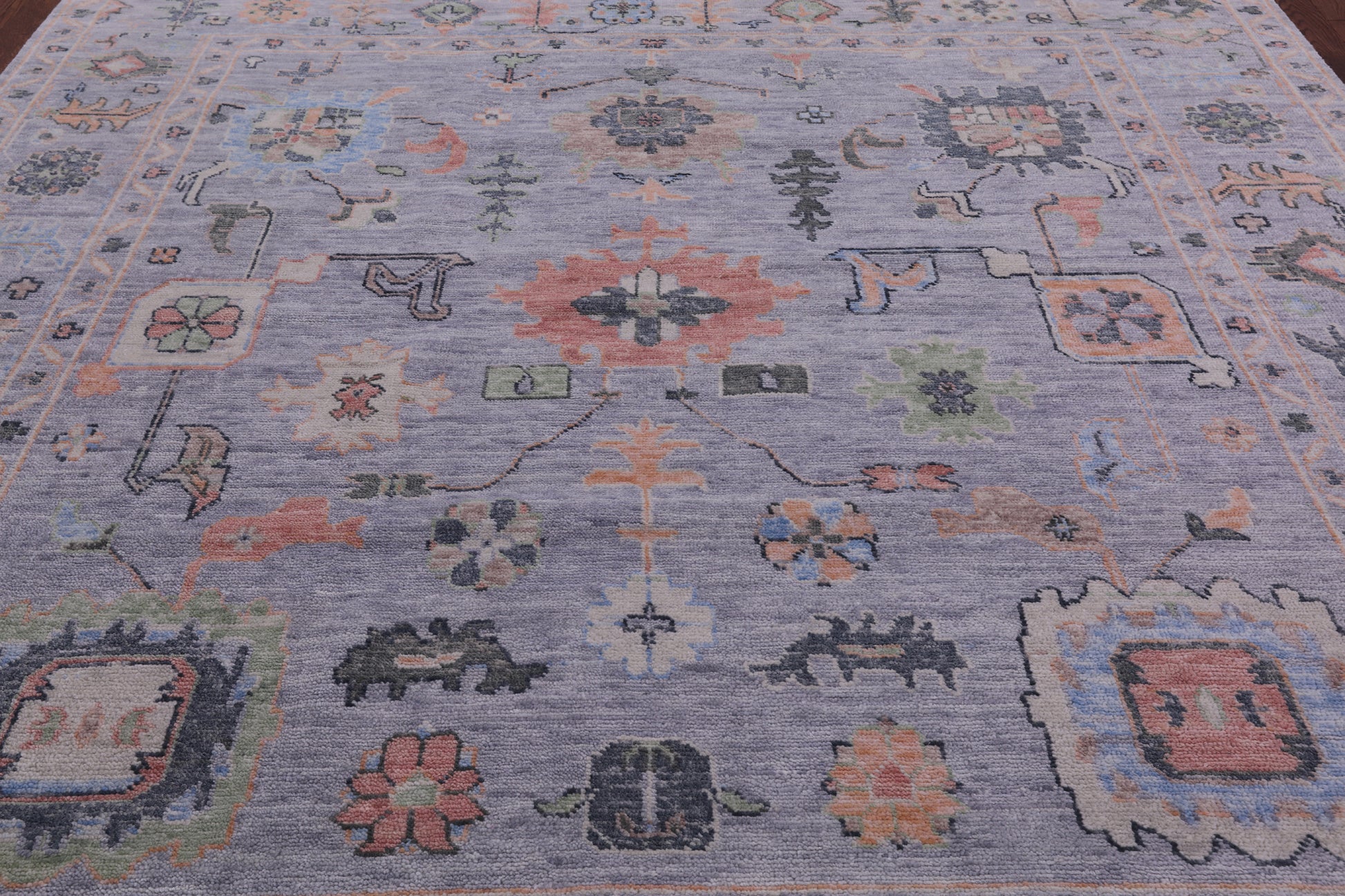 Square Turkish Oushak Hand Knotted Wool Rug - 9' 1" X 9' 2" - Golden Nile