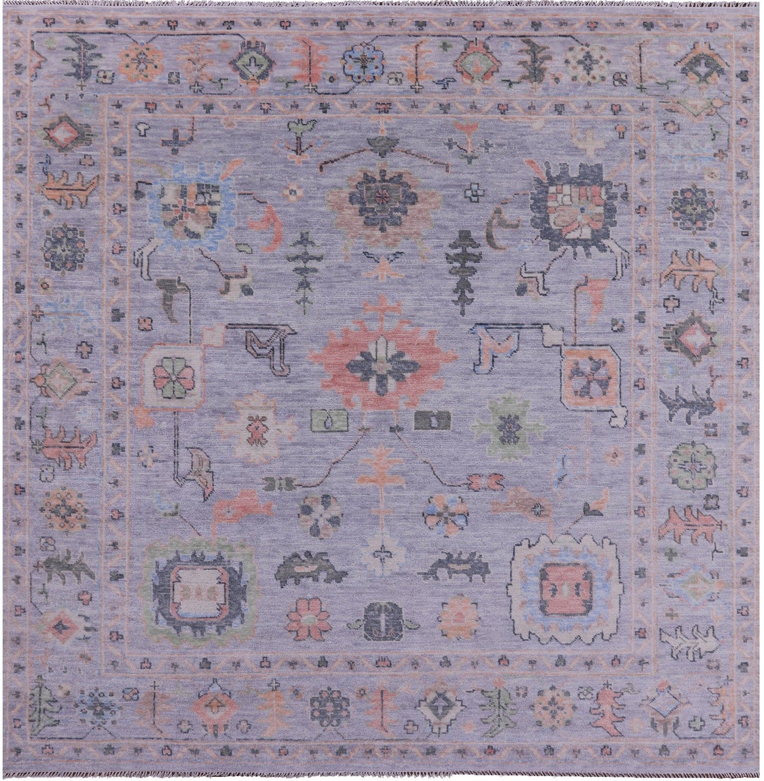 Square Turkish Oushak Hand Knotted Wool Rug - 9' 1" X 9' 2" - Golden Nile