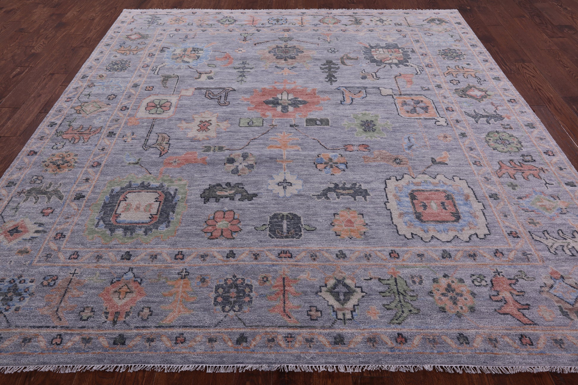Square Turkish Oushak Hand Knotted Wool Rug - 9' 1" X 9' 2" - Golden Nile