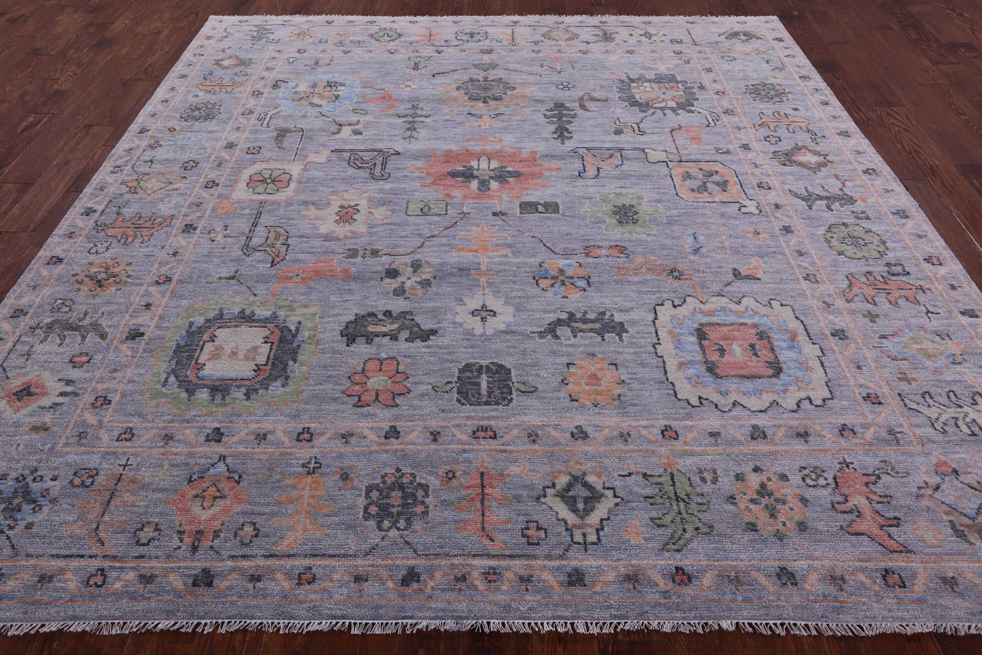 Square Turkish Oushak Hand Knotted Wool Rug - 9' 1" X 9' 2" - Golden Nile