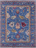 Blue Turkish Oushak Hand Knotted Wool Rug - 8' 11" X 12' 1" - Golden Nile