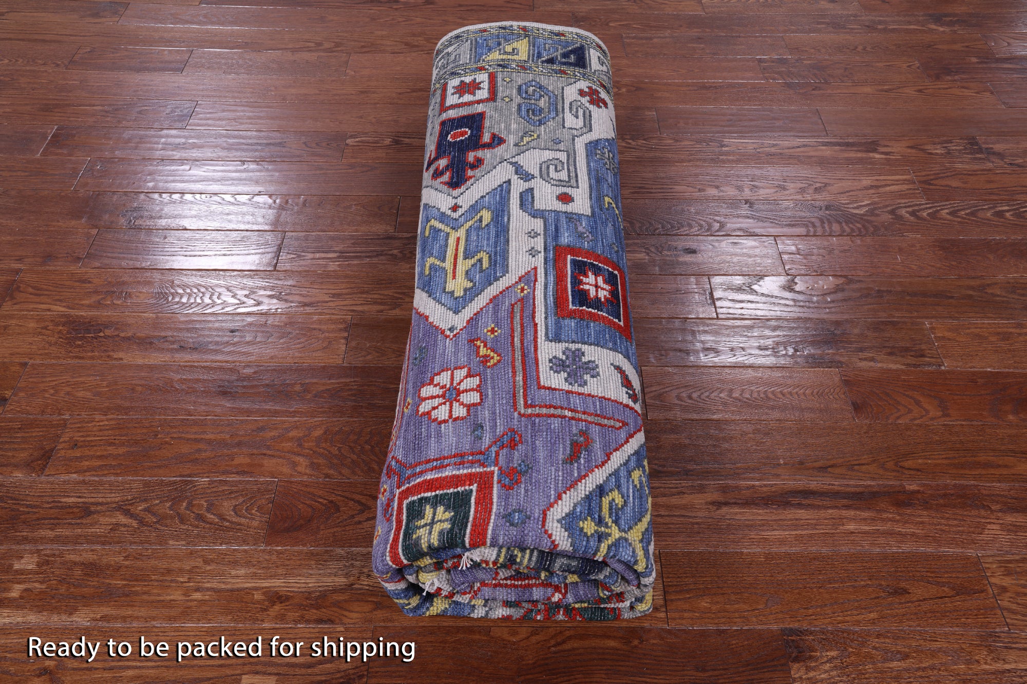 Geometric Kazak Hand Knotted Wool Rug - 9' 2" X 12' 2" - Golden Nile