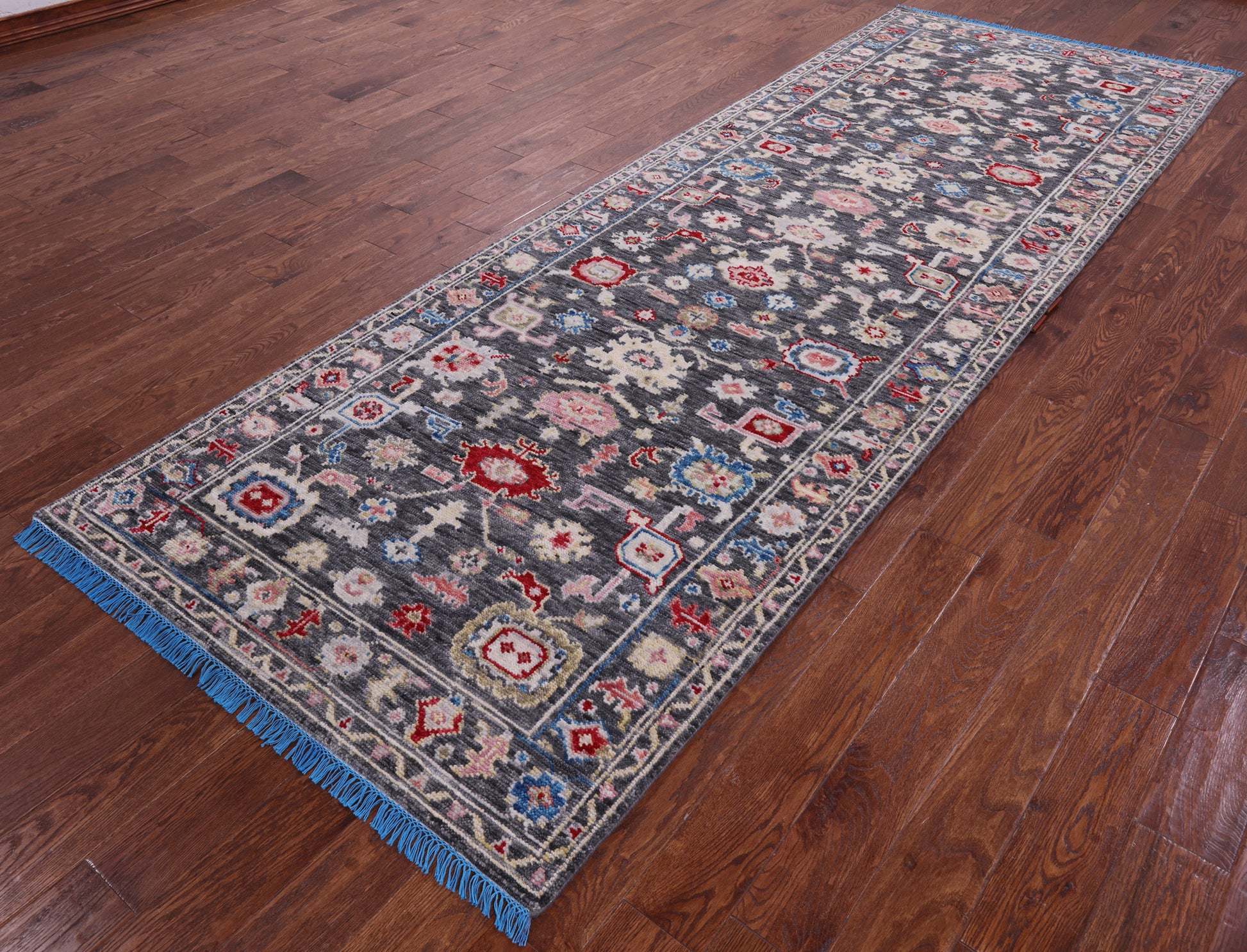 Grey Turkish Oushak Hand Knotted Wool Runner Rug - 4' 3" X 11' 11" - Golden Nile