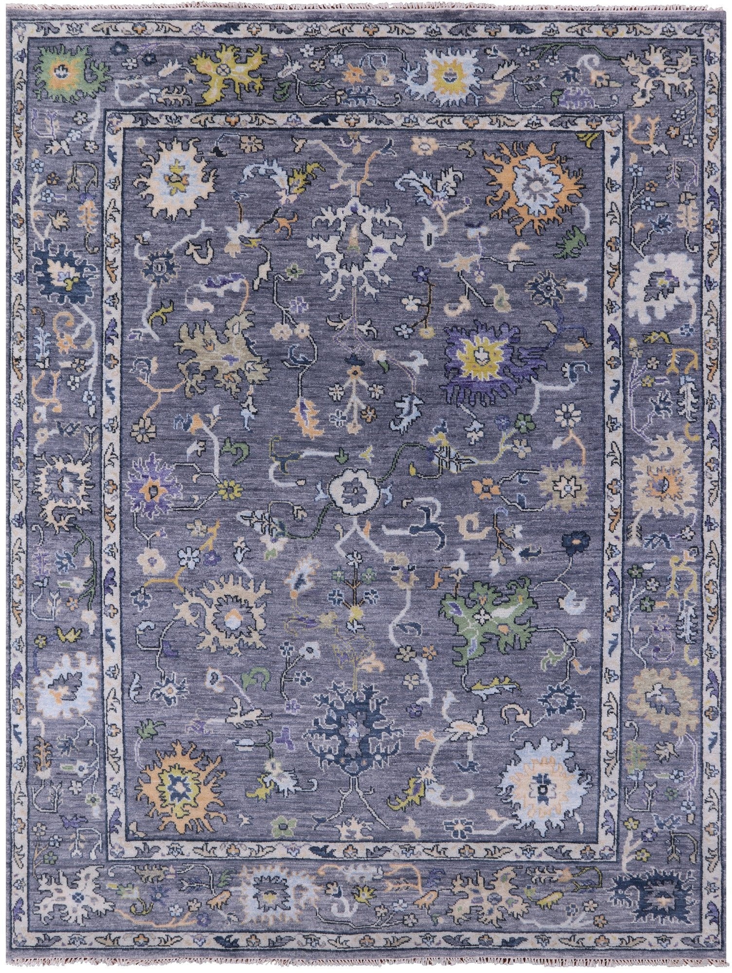 Grey Turkish Oushak Hand Knotted Wool Rug - 8' 11" X 11' 11" - Golden Nile