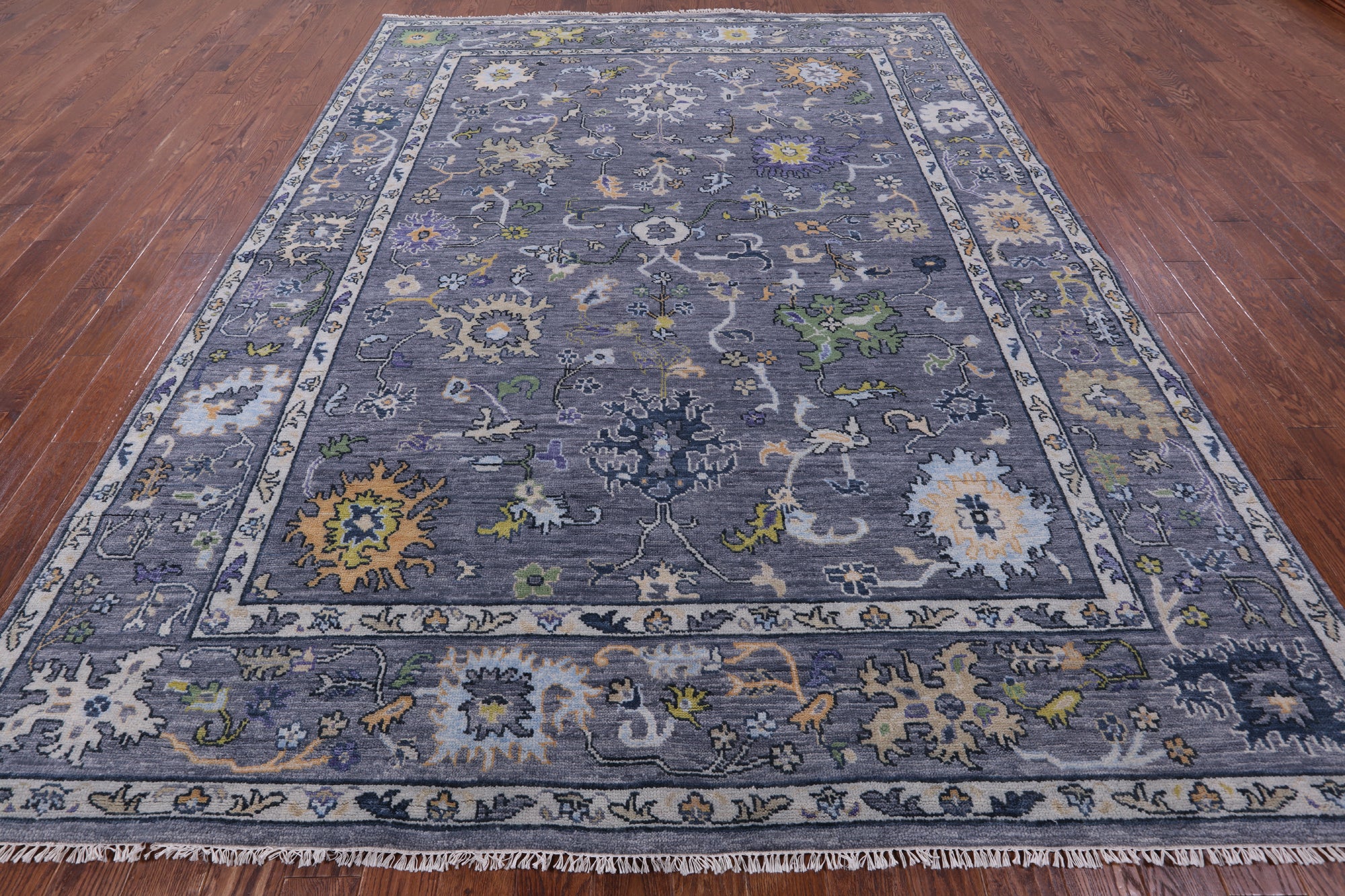 Grey Turkish Oushak Hand Knotted Wool Rug - 8' 11" X 11' 11" - Golden Nile