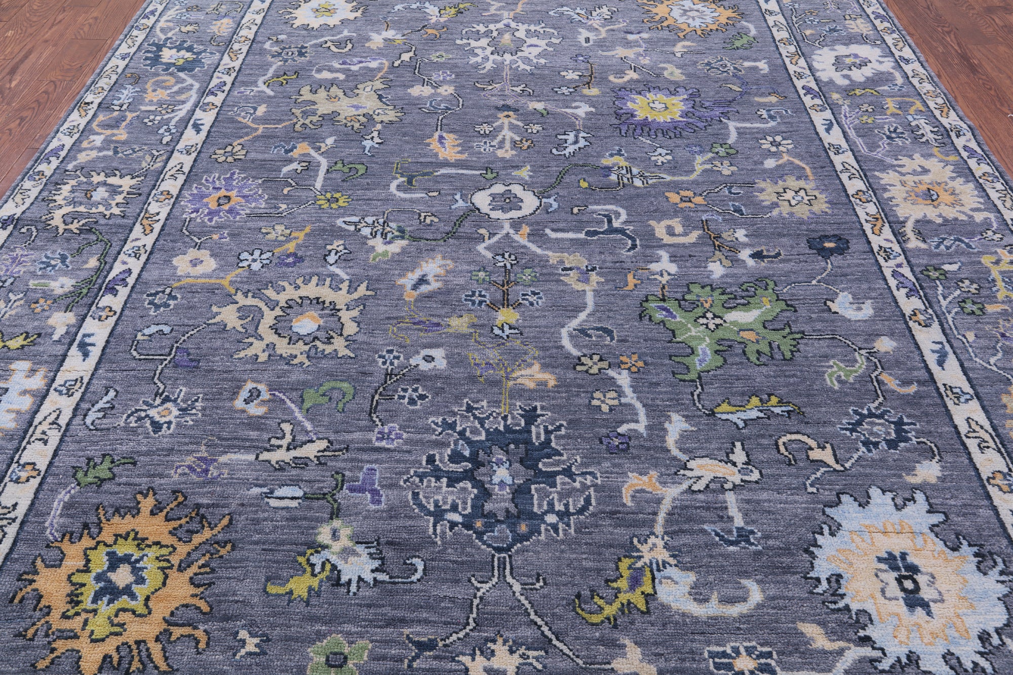 Grey Turkish Oushak Hand Knotted Wool Rug - 8' 11" X 11' 11" - Golden Nile
